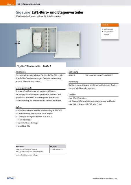 GigaLine® Verkabelungssysteme in LWL für ... - Leoni