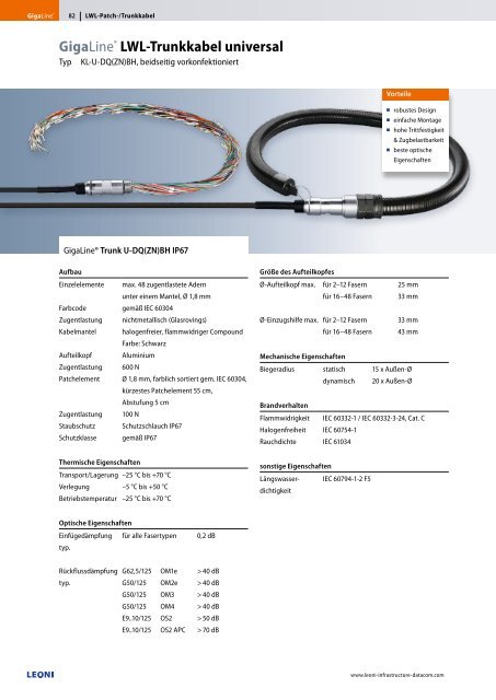 GigaLine® Verkabelungssysteme in LWL für ... - Leoni