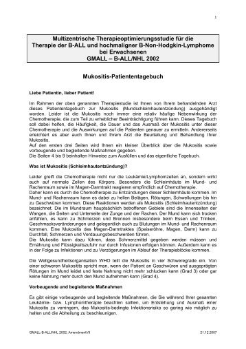 Multizentrische Therapieoptimierungsstudie für die Therapie der B ...