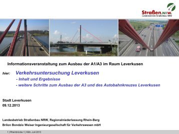 Autobahnausbau A1/A3 - Vortrag Straßen NRW ... - Stadt Leverkusen