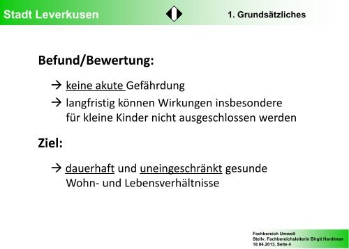 Vortrag Fachbereich Umwelt - Stadt Leverkusen