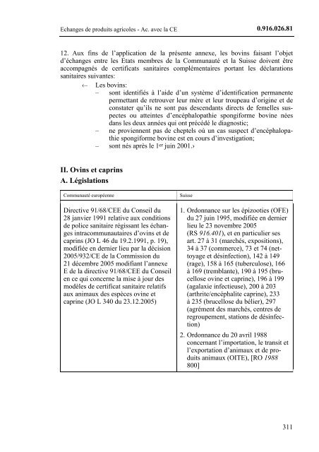 Accord entre la Confédération suisse et la Communauté ... - LexFind