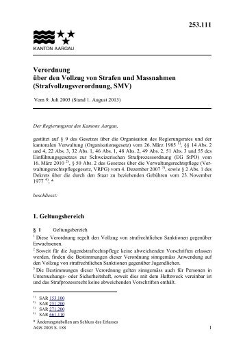 Verordnung über den Vollzug von Strafen und Massnahmen - LexFind