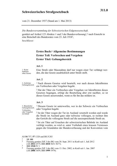 schweizerisches strafgesetzbuch 311 0 lexfind