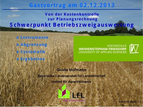 Gastvortrag von Guido Hofmann an der Hochschule Weihenstephan ...