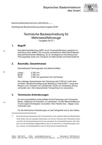 Technische Baubeschreibung MZF - LFV Bayern