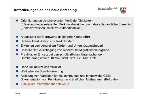 Schulärztliche Untersuchungen in NRW unter der besonderen ...