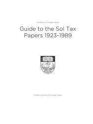 Guide to the Sol Tax Papers 1923-1989 - The University of Chicago ...