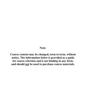 Note: Course content may be changed, term to ... - Liberty University