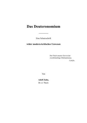 Das Deuteronomium _____ - Licht und Recht