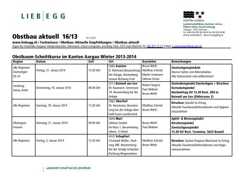 Obstbau aktuell 16/13 10.12.2013 - Liebegg
