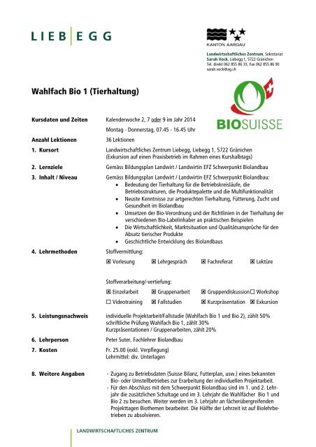 Biolandbau - Liebegg