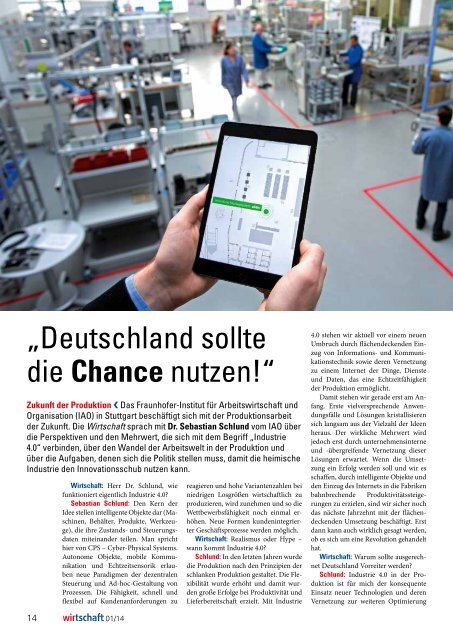 Visionen von der smarten Fabrik - IHK Schleswig-Holstein