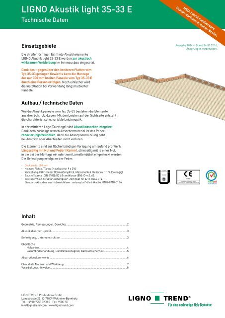 LIGNO Akustik light 3S-33 E - Lignotrend