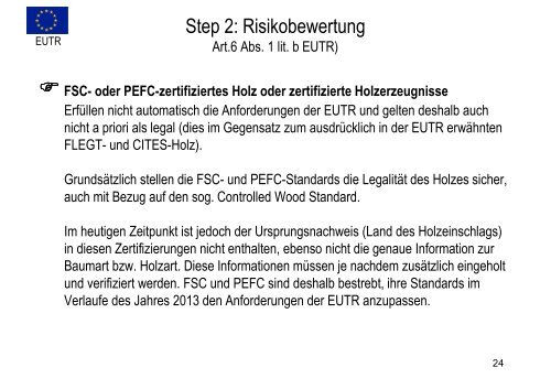 Auswirkungen der EUTR auf Schweizer Exporte von Holz ... - Lignum