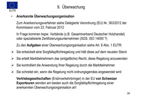 Auswirkungen der EUTR auf Schweizer Exporte von Holz ... - Lignum