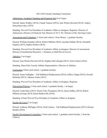 faculty standing committees, 2013-14