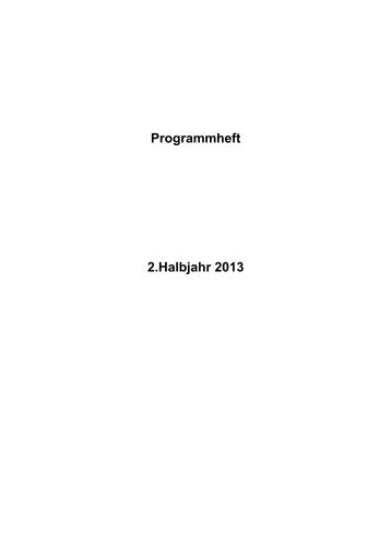 Programmheft 2.Halbjahr 2013 - Lindenberg