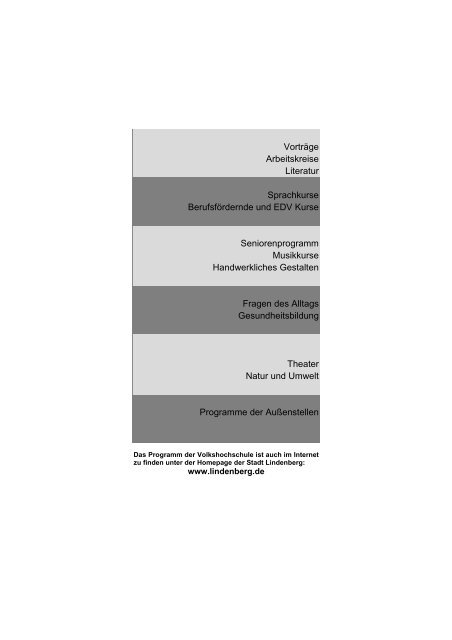 Programmheft 2.Halbjahr 2013 - Lindenberg