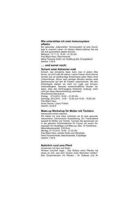 Programmheft 2.Halbjahr 2013 - Lindenberg