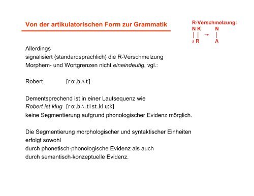 Von der artikulatorischen Form zur Grammatik - Institut für deutsche ...