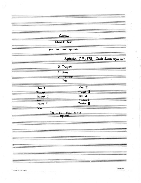 Rosner - Canzona Secundi Toni, op. 63