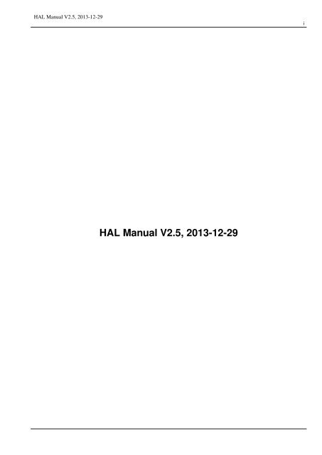 HAL Manual V2.5, 2013-12-29 - LinuxCNC.org