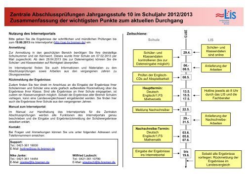 Zentrale AbschlussprÃ¼fungen Jahrgangsstufe 10_HB ... - LIS - Bremen