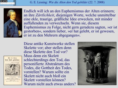 XIV. Wie die Alten den Tod gebildet - Literaturwissenschaft-online