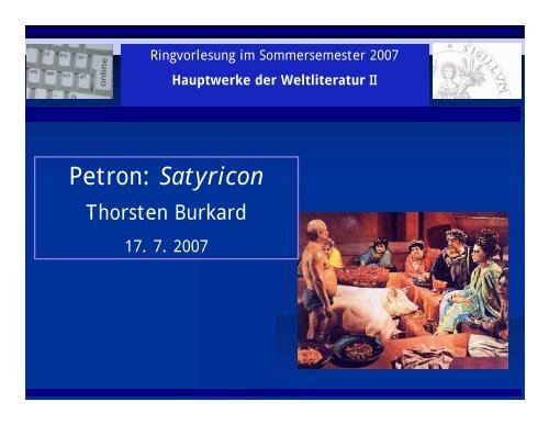 Petron: Satyricon - Literaturwissenschaft-online