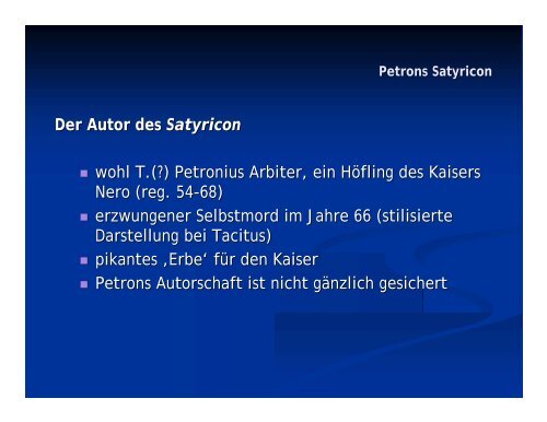 Petron: Satyricon - Literaturwissenschaft-online