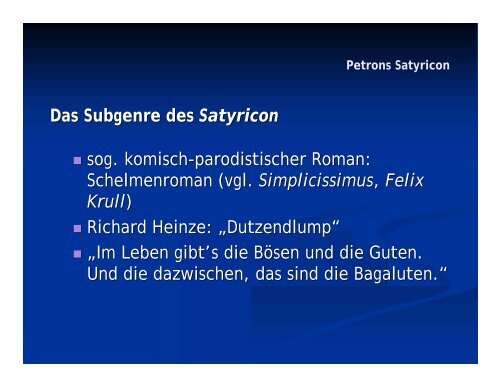 Petron: Satyricon - Literaturwissenschaft-online