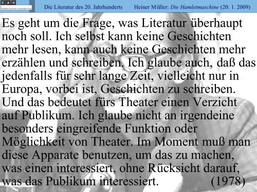 IX. Heiner Müller: Die Hamletmaschine - Literaturwissenschaft-online