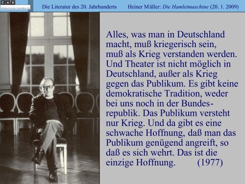 IX. Heiner Müller: Die Hamletmaschine - Literaturwissenschaft-online