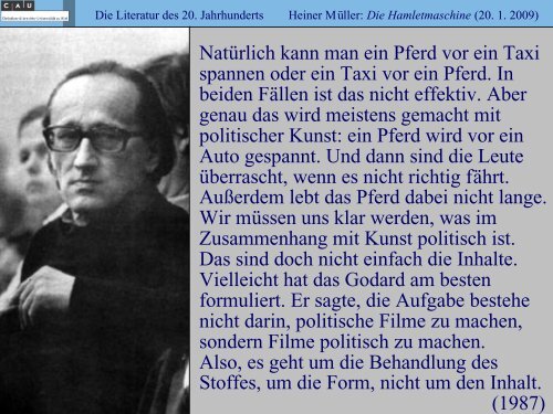 IX. Heiner Müller: Die Hamletmaschine - Literaturwissenschaft-online