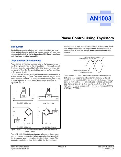 Phase Control Using Thyristors - Littelfuse