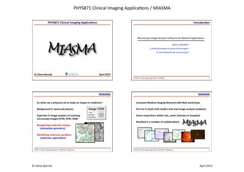 MIASMA case study - Microcirculation Analysis - University of ...