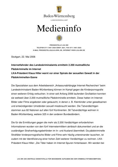 Medieninfo - Landeskriminalamt Baden-Württemberg