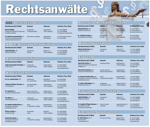 Bau- und Architektenrecht Arbeitsrecht Erb- und Familienrecht ...