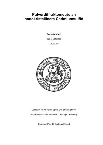 Pulverdiffraktometrie an nanokristallinem Cadmiumsulfid