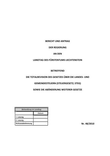 Bericht und Antrag - Landesverwaltung Liechtenstein