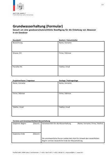 Grundwasserhaltung (Formular)