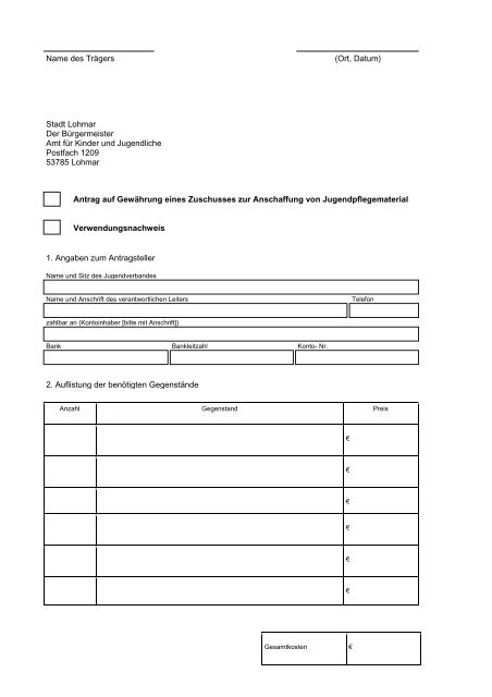 Name Des Tragers Ort Datum Stadt Lohmar Der Burgermeister