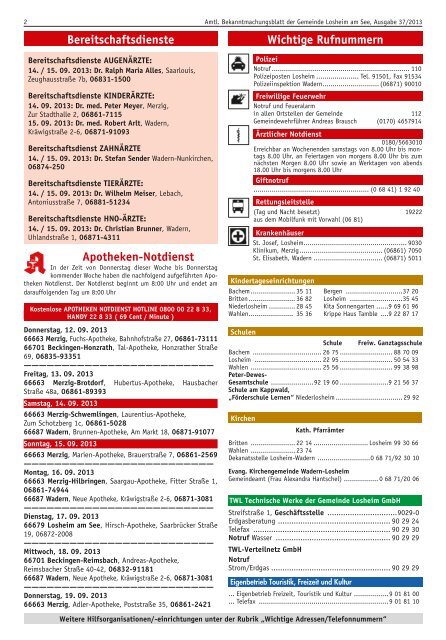 Die Tourist-Info informiert i - Gemeinde Losheim am See