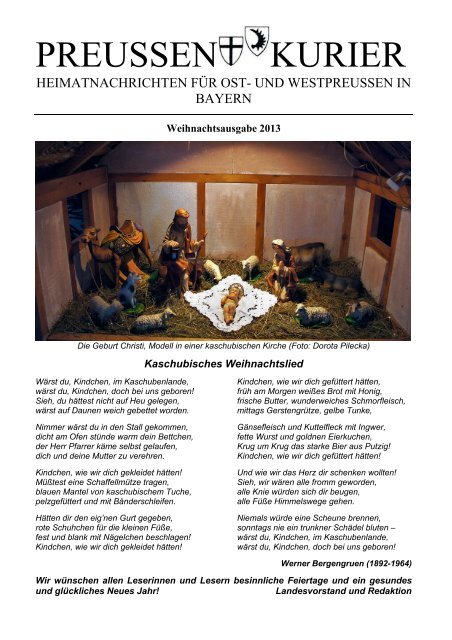 PREUSSEN-KURIER Weihnachten 2013 - Landsmannschaft der ...