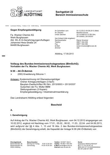 Sachgebiet 22 Bereich Immissionsschutz - Landratsamt Altötting