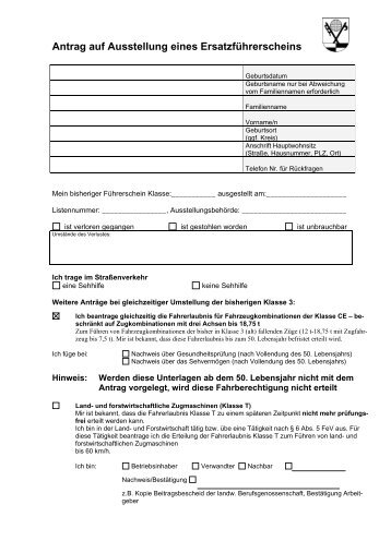 Antrag auf Ersatzführerschein als PDF-Datei