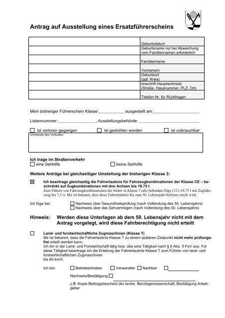 Antrag auf Ersatzführerschein als PDF-Datei