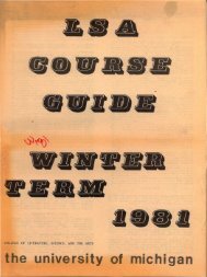 Winter Term 1981 - College of Literature, Science, and the Arts ...