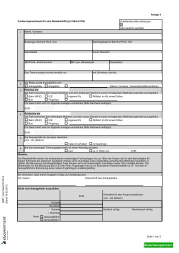 Forderungsnachweis für eine Reisebeihilfe [Download,*.pdf, 0,27 MB]